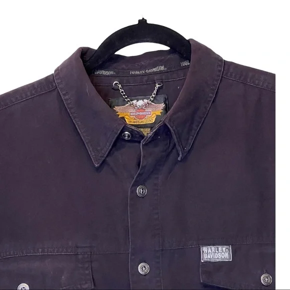 2003 Vintage Harley Davidson black button down FALL ‘03 100 Year Anniversary